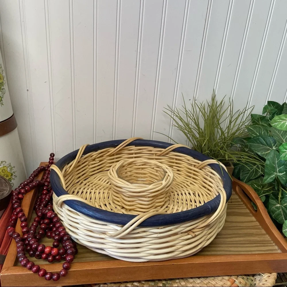 Vintage Wicker Charcuterie Serving Basket